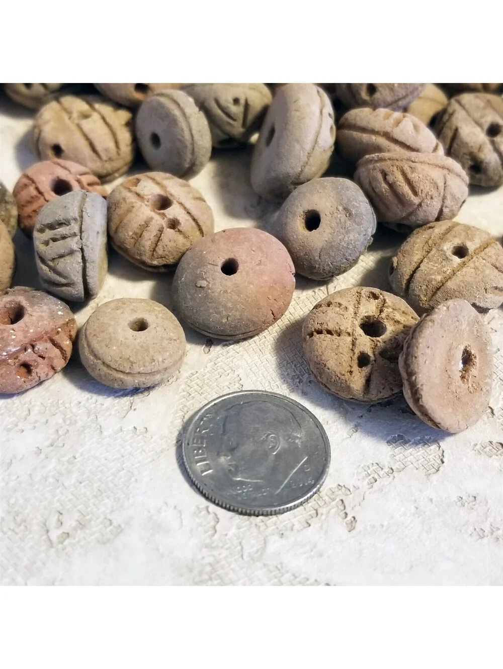 Vintage South American Tribal Terra Cotta Clay Beads Rondelle Assortment 10 pcs